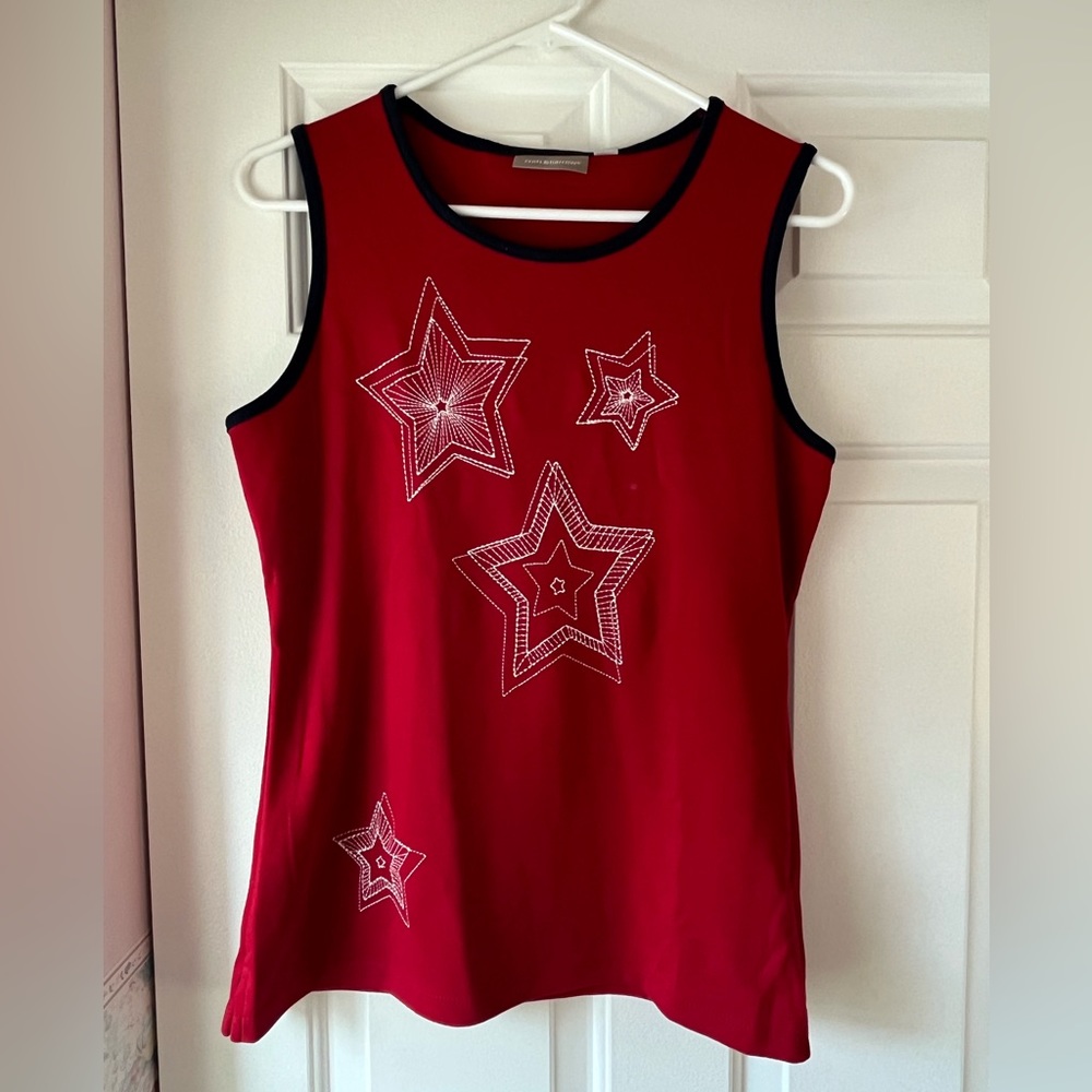Croft & Barrow Red and Navy Blue Sleeveless Top Size Small